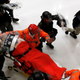 Emergency workers evacuate a person from Shatin’s New Town Plaza mall after police tried to disperse protesters, Hong Kong, July 14, 2019.